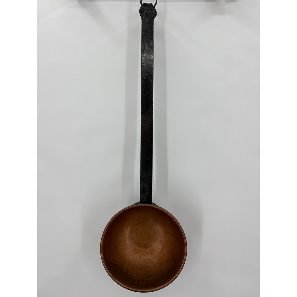 Antique Hand Hammered Copper Ladle Wrought Iron Handle Primitive Farmhouse Decor